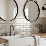Beige glossy brick tile with textured surface.