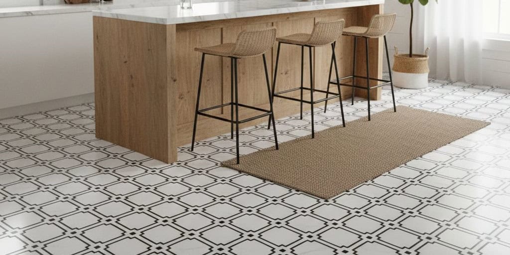 Light gray and white textured ceramic tile with a matte finish.