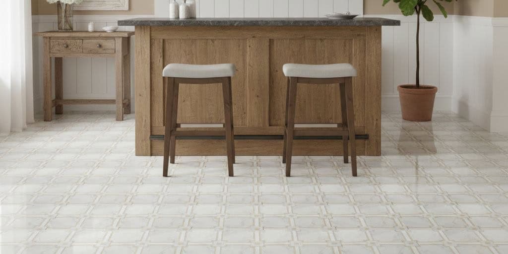 Wooden tile with a light beige color and smooth texture.