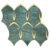 Green marble tile with gold accents, smooth texture, and leaf-like pattern.