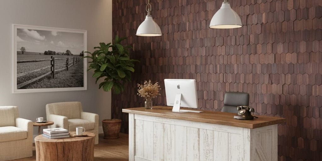 Warm beige and brown textured ceramic tiles with a matte finish.