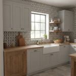 Bright white ceramic tile with a bold geometric pattern, smooth texture, and glossy finish.