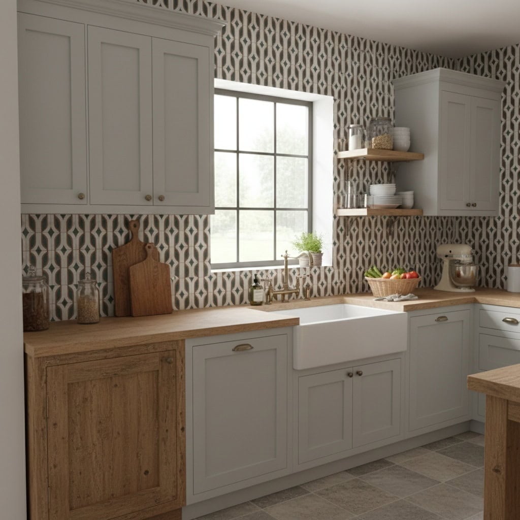 Bright white ceramic tile with a bold geometric pattern, smooth texture, and glossy finish.