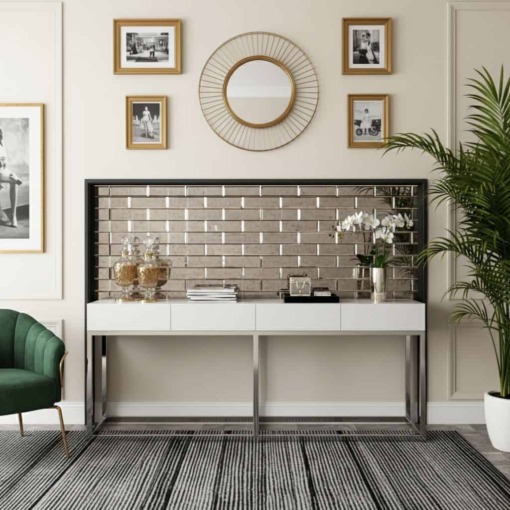 Describe tile color, texture, and.