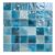 Vibrant blue glass mosaic tile with glossy, textured surface and irregular patterns.
