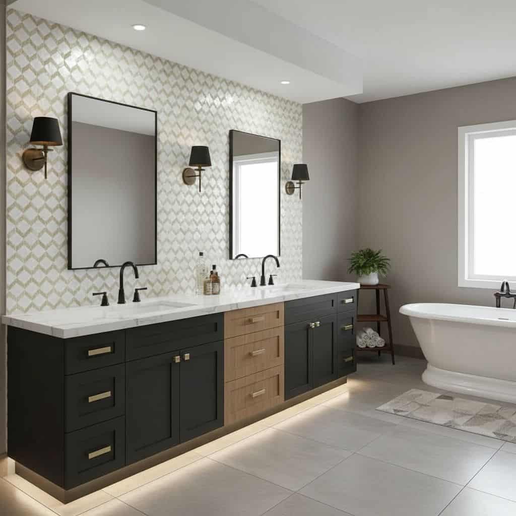 Light beige textured ceramic tile with geometric pattern.