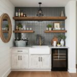 Gray glass tile backsplash with a textured surface in a modern kitchen setting.