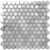White marble hexagon tiles with polished finish and subtle gray veining.