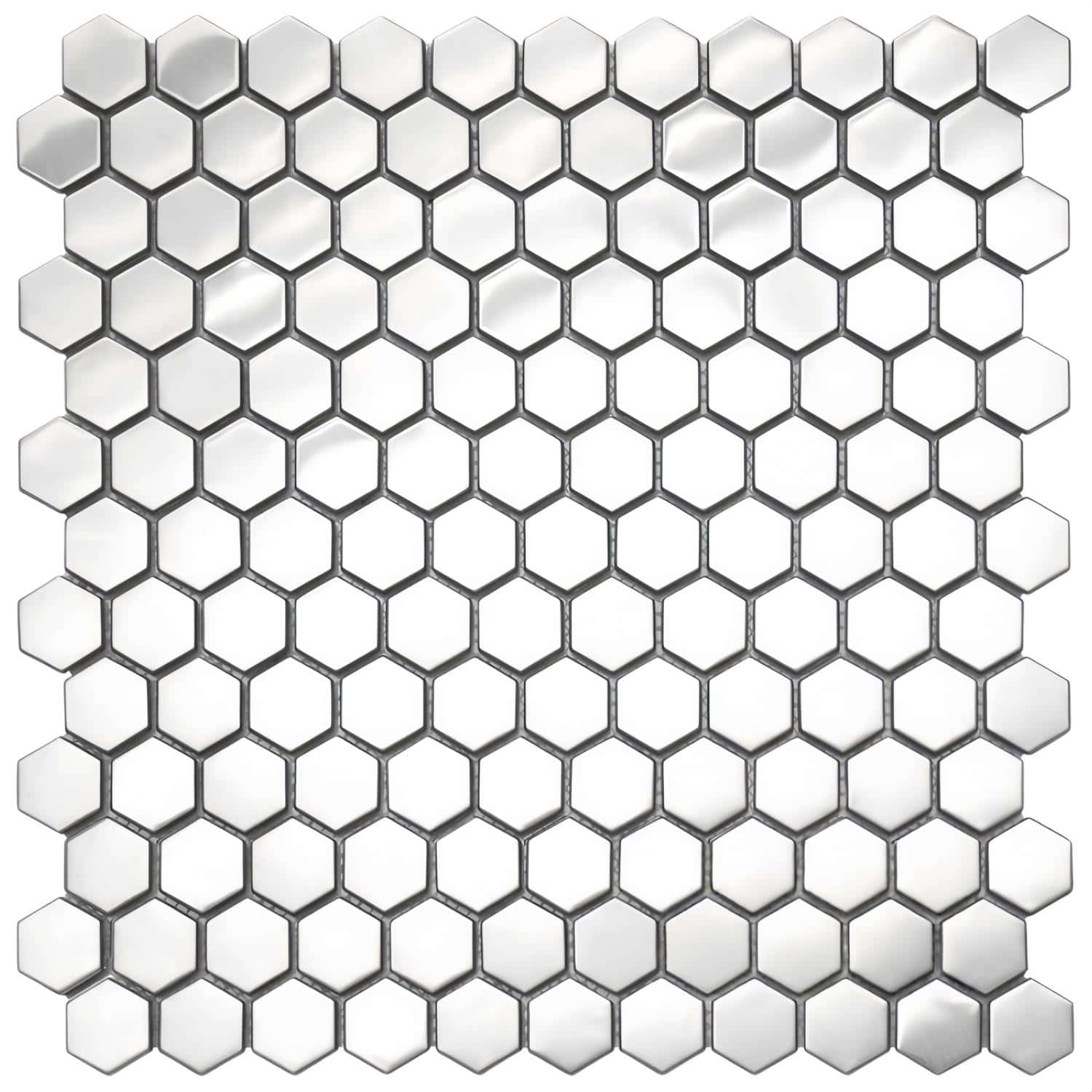 White marble hexagon tile with a smooth, polished surface and subtle veining. Perfect for modern and elegant interior design.