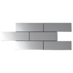Silver ceramic wall tiles with smooth, glossy texture.