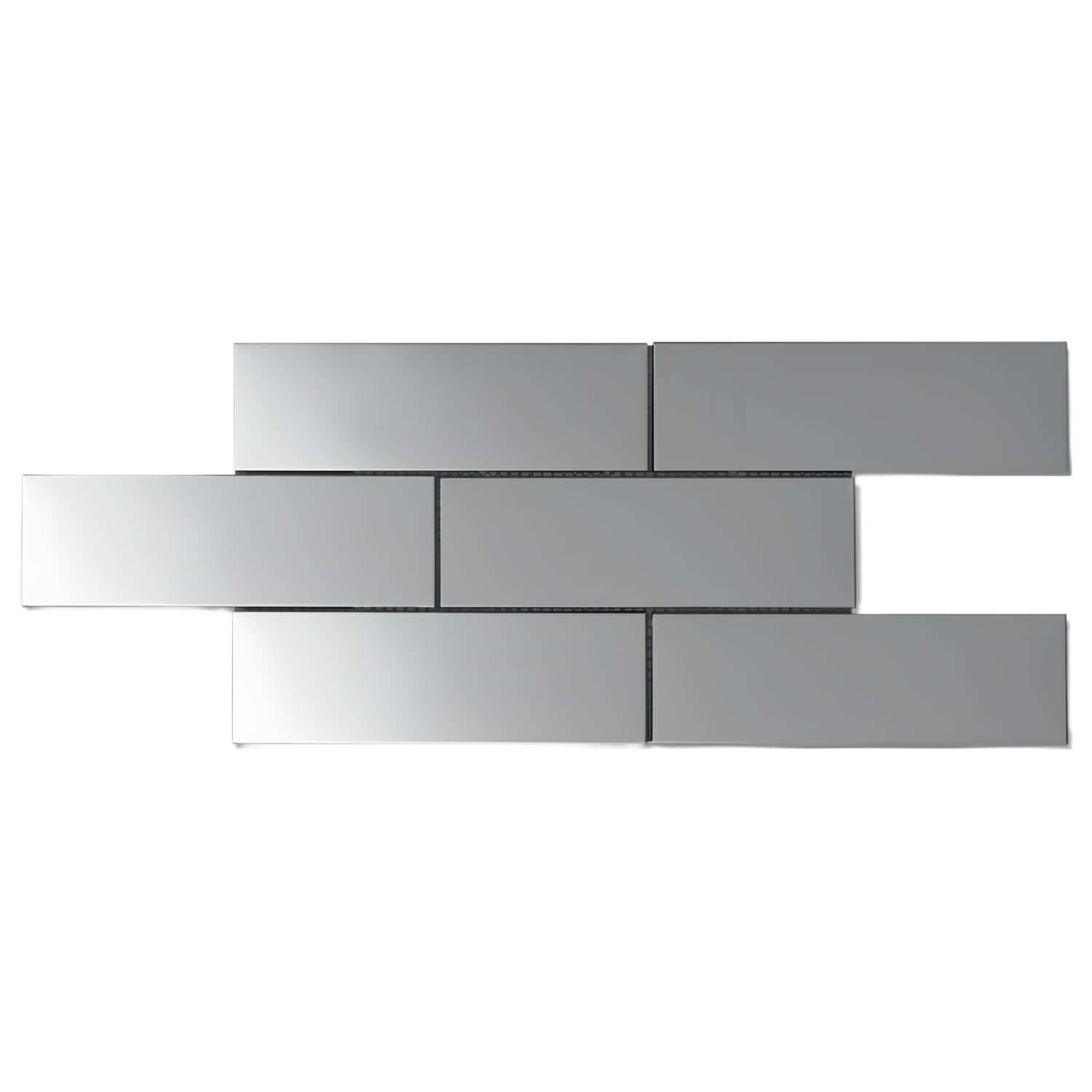 Silver ceramic wall tiles with smooth, glossy texture.