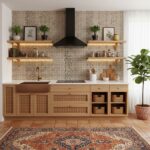 Bright beige mosaic tile with textured surface.