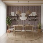 Boho style wall tile with earthy tones and textured surface.
