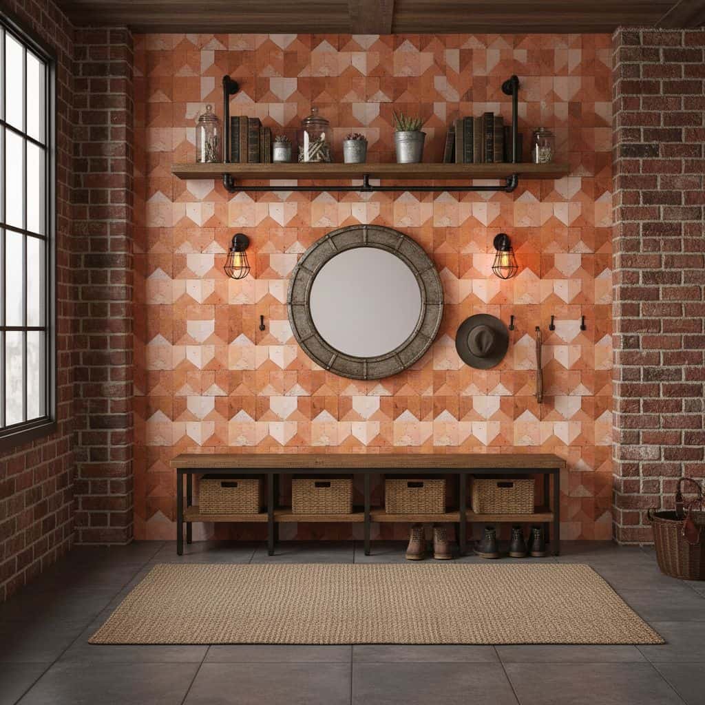 Describe tile color, texture, and.