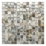 Gray and white marble mosaic tile with a polished, smooth texture.