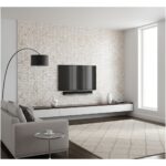 Wall tile with beige and cream mosaic pattern, textured surface, modern style.