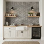 Hexagon gray textured wall tile with matte finish, perfect for kitchen backsplash or accent wall.