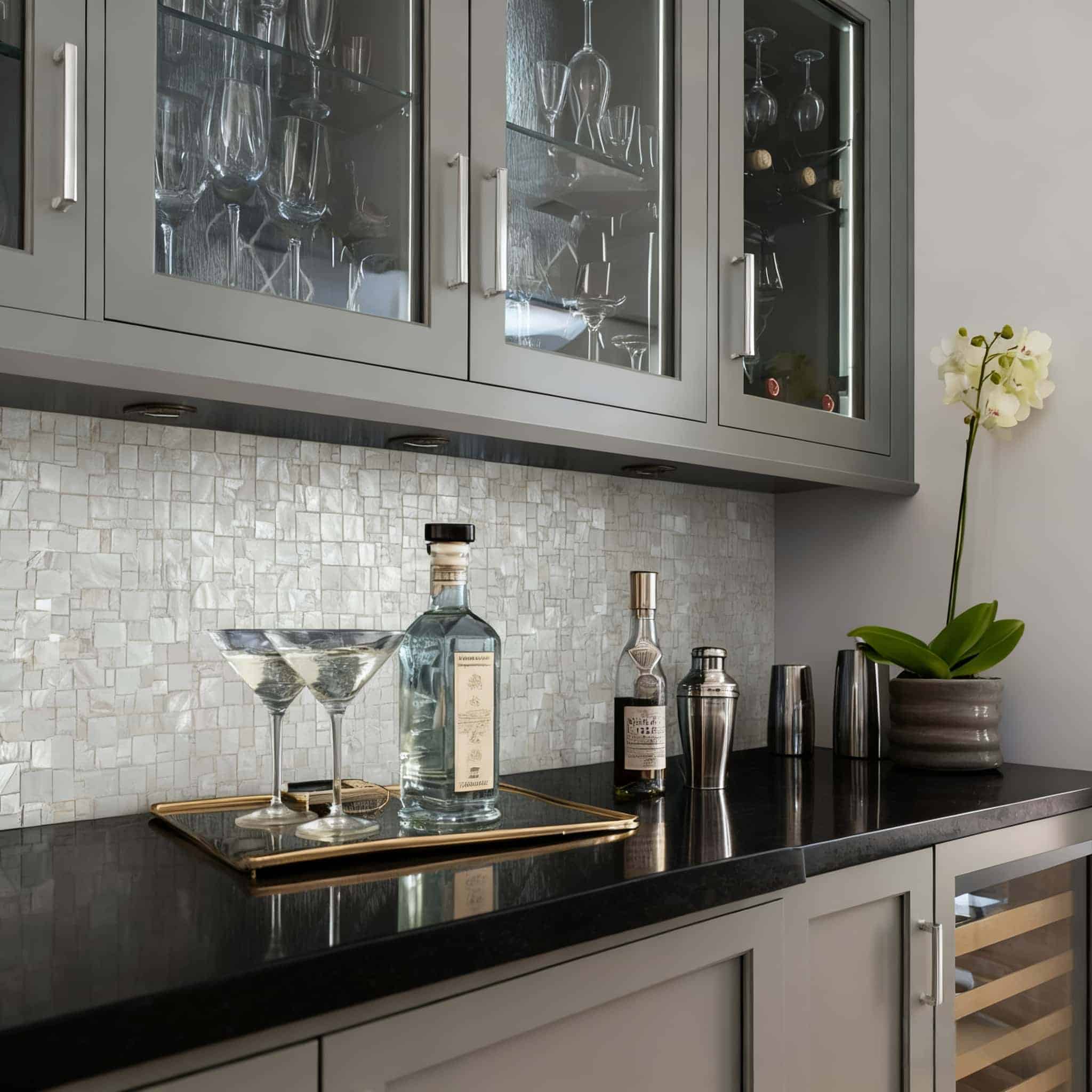 Describe tile color, texture, and.