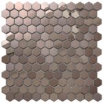 Hexagon tile with a mix of brown and beige shades, smooth matte finish, and subtle color variations. Perfect for modern and s.