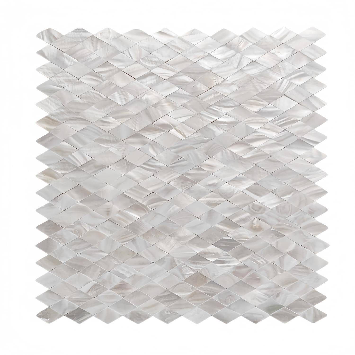 White marble tiles with a glossy finish and natural veining, arranged in a brick pattern for a sleek, elegant look.