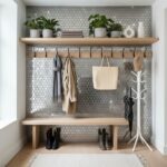 Bright gray hexagon wall tiles with a matte finish.