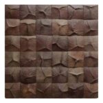 Brown textured stone tiles with a natural, rough surface and subtle color variations.