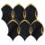 Black marble tiles with gold detailing, smooth texture, and polished finish for sophisticated decor.