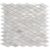 Bright white mother of pearl mosaic tile with iridescent, textured surface.