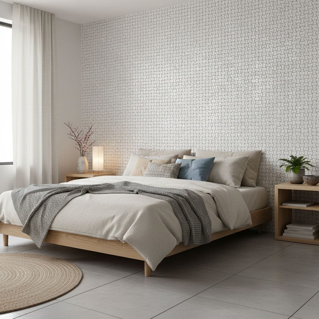 Wall tile with geometric pattern, neutral tones, modern design.