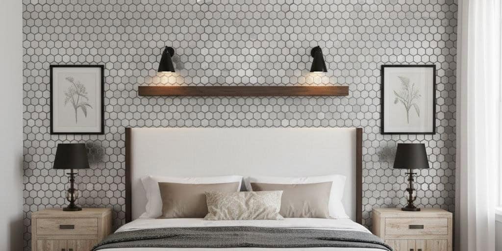 Gray hexagon tile with smooth texture and matte finish.