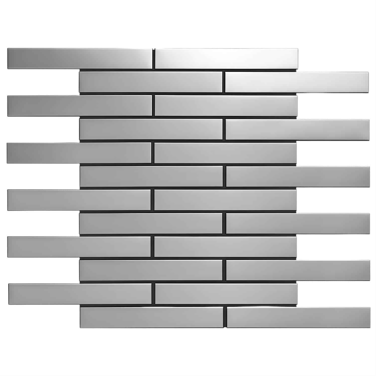 Gray ceramic tile with a smooth, matte finish arranged in a classic brick pattern.