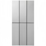 A sleek, modern gray tile wall featuring a smooth texture and black grout lines for a contemporary look.