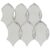 Bright white, glossy, textured geometric tile with curved edges.