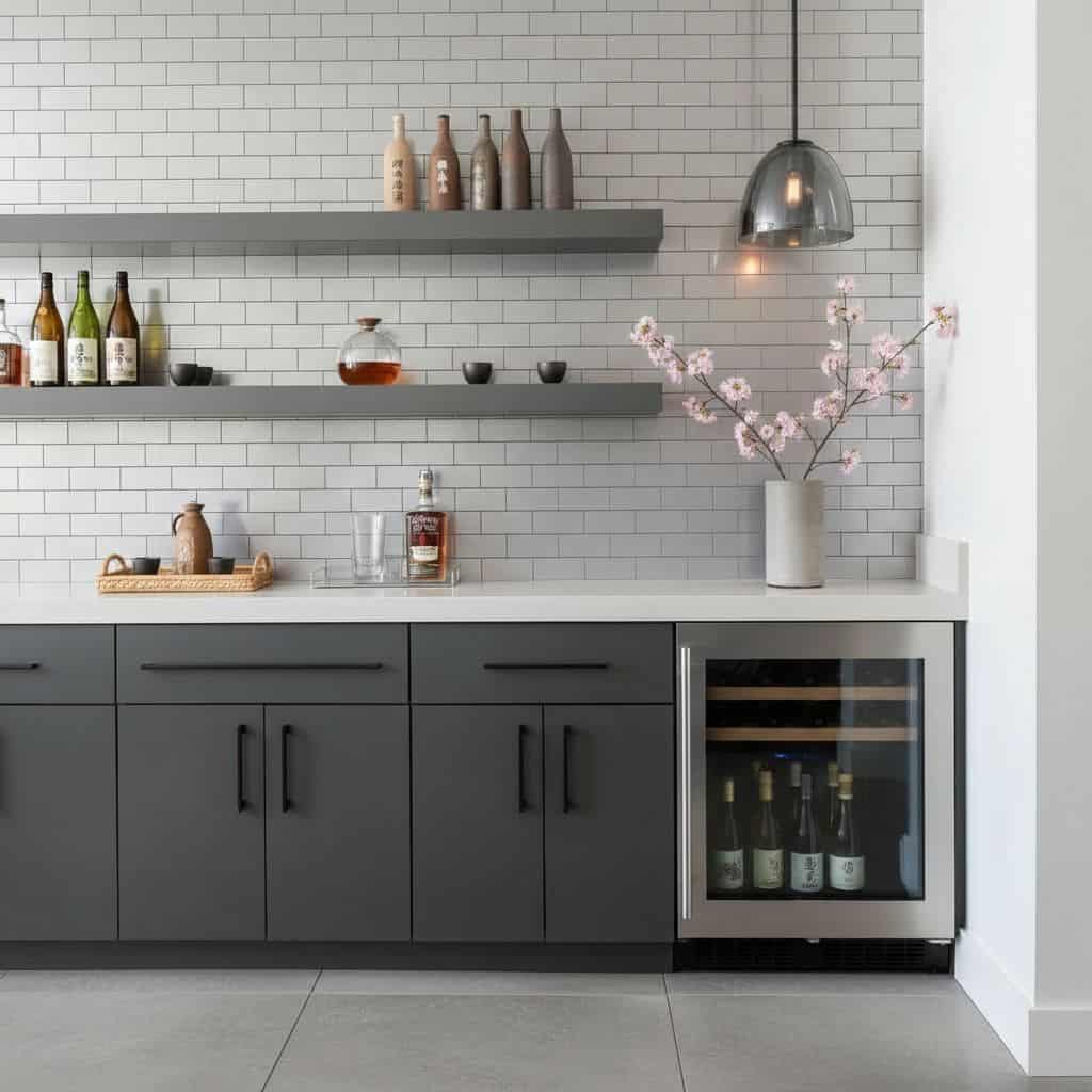 Gray subway tile with a matte finish and subtle texture, arranged in a classic brick pattern.