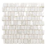 white mother of pearl trapezoid wall tile layout