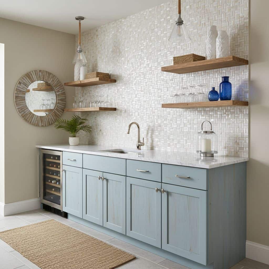 Describe tile color, texture, and.