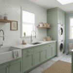 Mint green textured ceramic tile with subtle pattern.