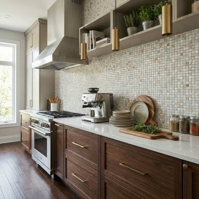 mother of pearl kitchen backsplash tile shell mosaic
