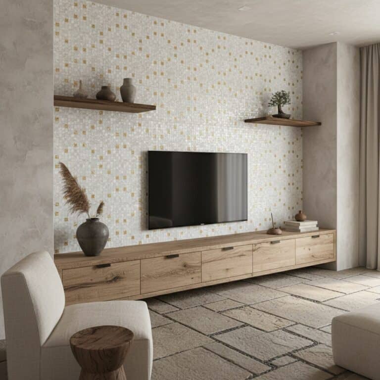 White with Gold Accents, Texture: Smooth, Design: Geometric Pattern.