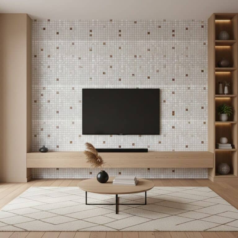 Describe tile color, texture, and.